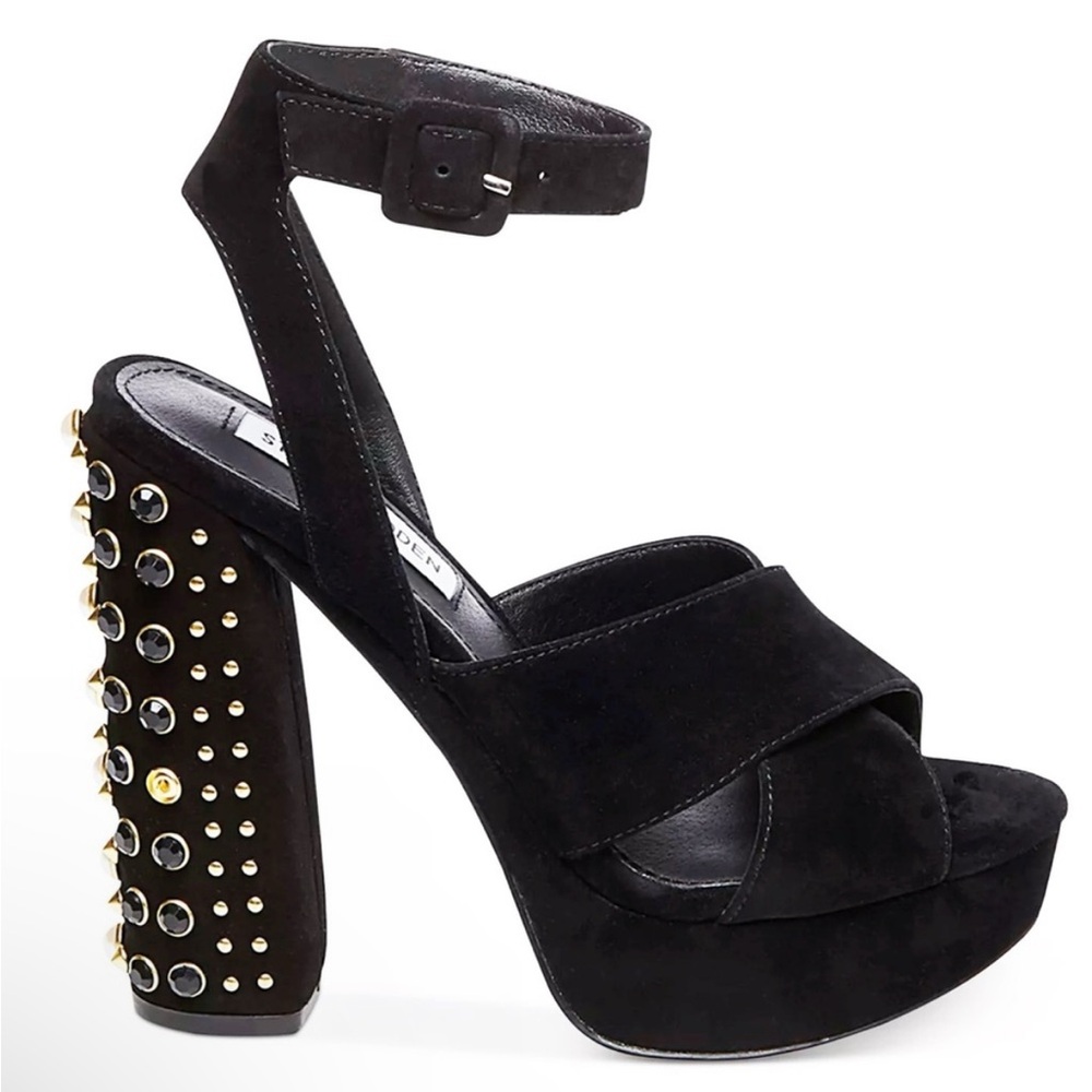 Steve Madden Womens Jodi P Leather Open Toe Special, Black